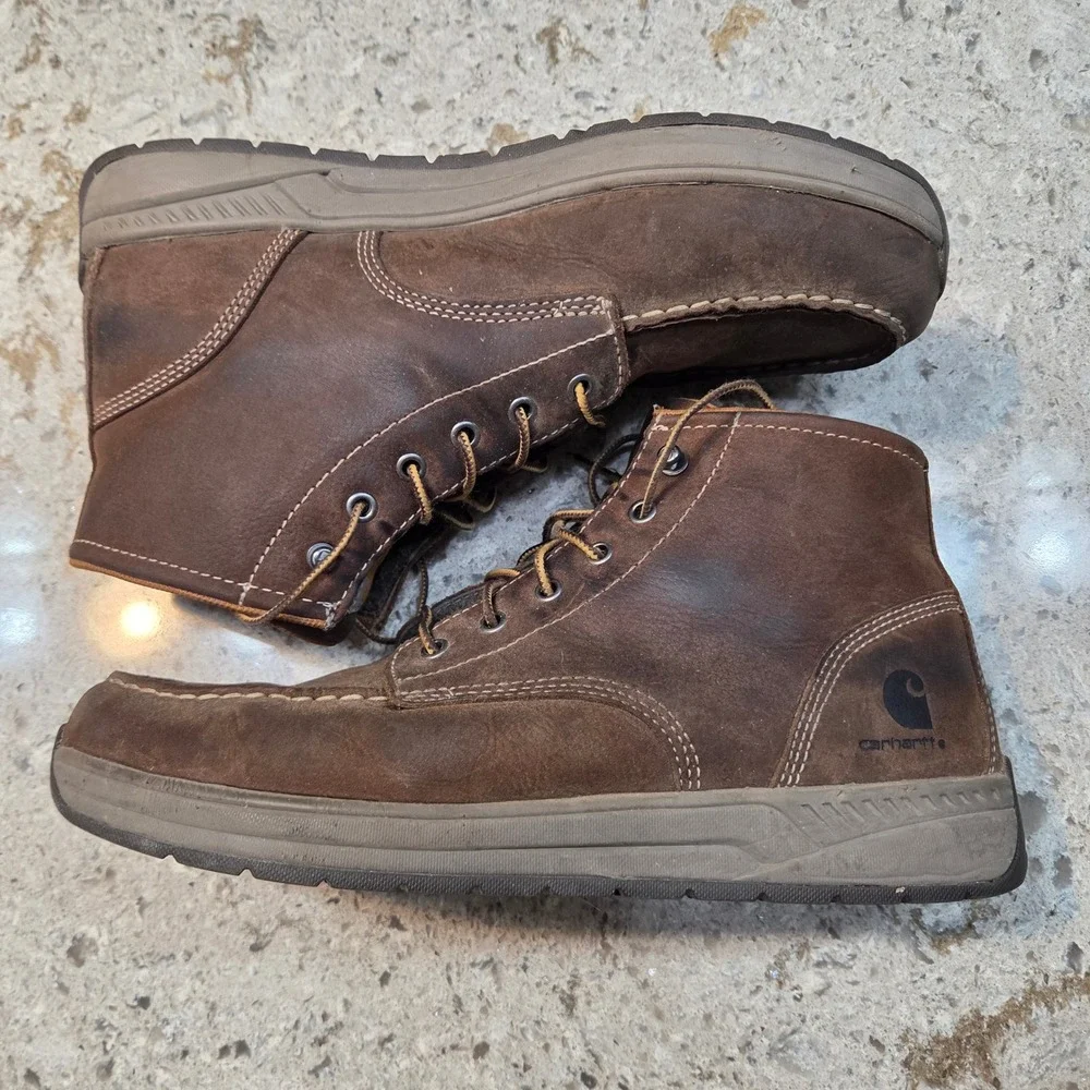 Carhartt Mens CMX4023 Lightweight Wedge Work Boots Brown Leather Moc Toe 11 M